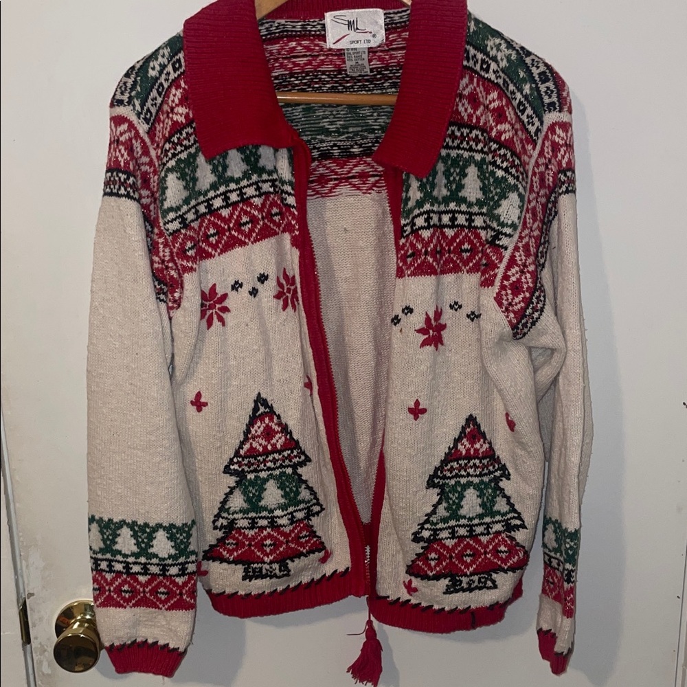 SML Sport LTD Vintage Christmas Festive Red and Green Holiday Sweater